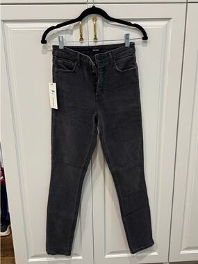 GRLFRND High-Rise Skinny Jeans in Charcoal